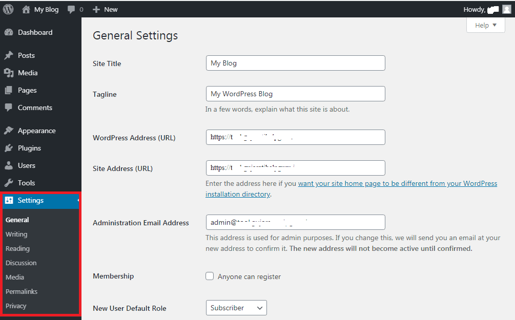 Settings Section